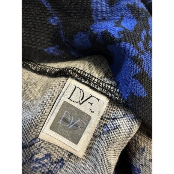 DVF Diane Von Furstenberg Valerie Wrap Dress 6 Small Blue Black Wool Silk Cotton - Picture 11 of 16